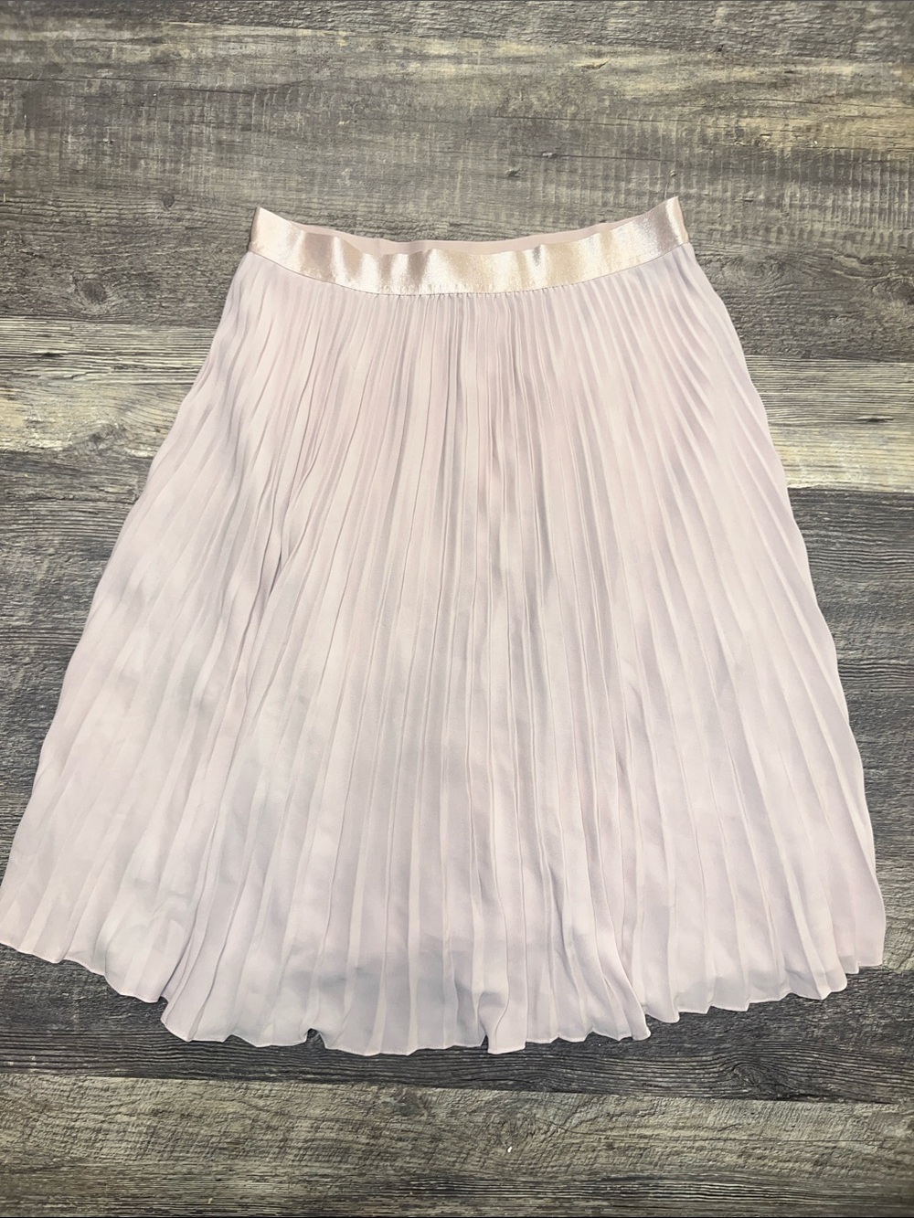 Express Blush Pink Mauve Pleated Midi Skirt Satin Waist Medium